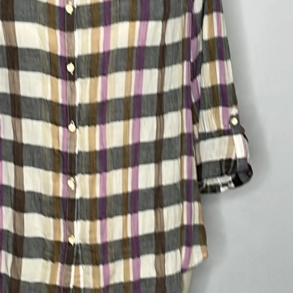 Anthropologie Isabella Sinclair Plaid & Lace Button Front Shirt - NEW - Size XS - Picture 6 of 10